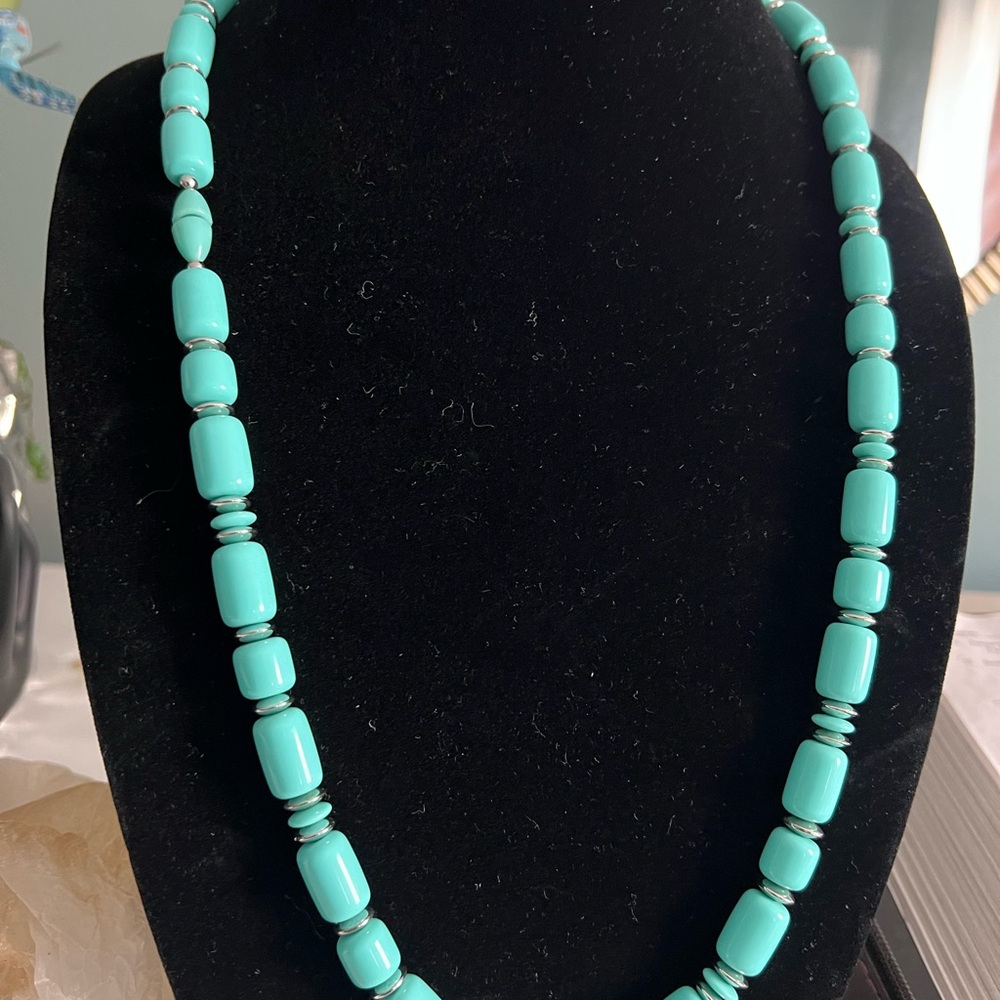 Avon Aqua Beaded Necklace